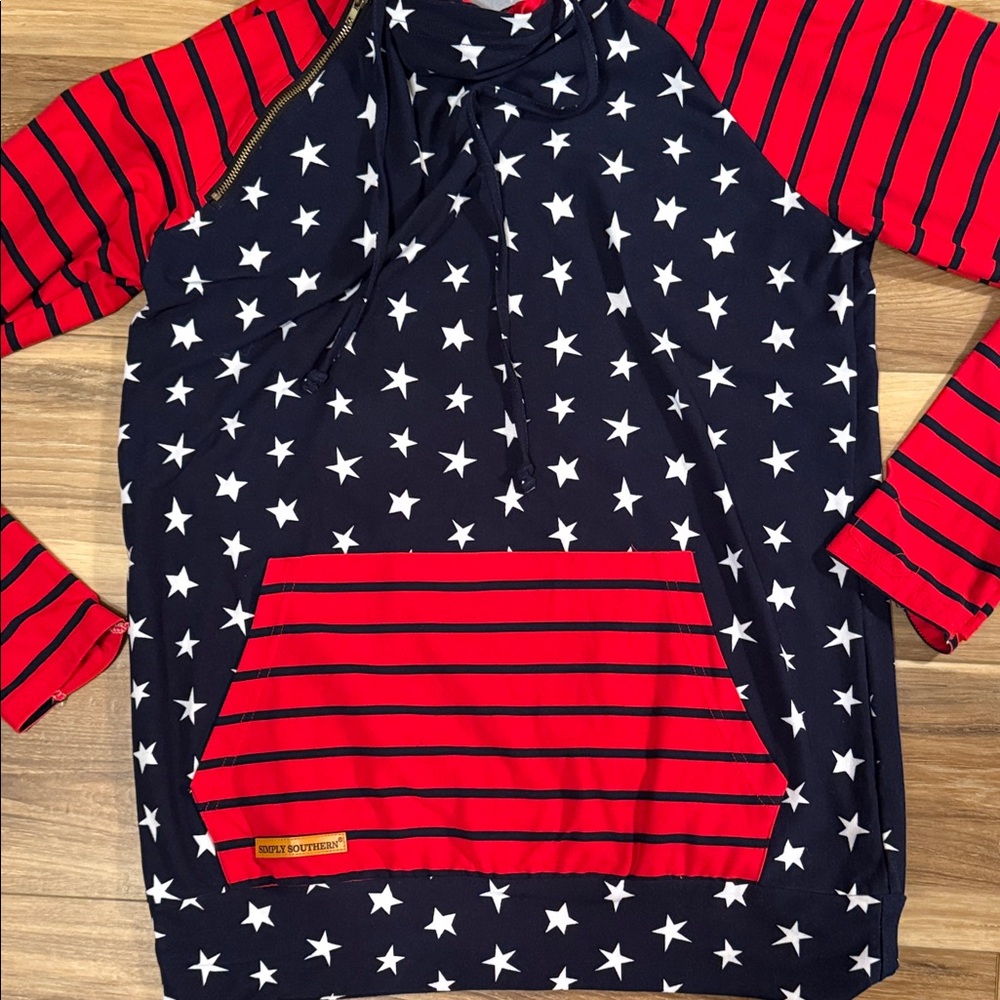 Simply Southern Red and Navy Star Hoodie - Picture 5 of 10